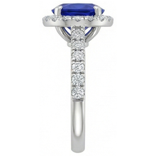 Afbeelding in Gallery-weergave laden, Ronde 2.50 karaat blauwe saffier met Natuurlijke echte diamanten ( niet in een laboratorium gekweekt ) ring wit goud 14K
