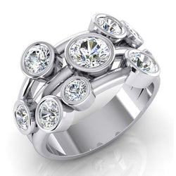 Ronde Bubble Echt Diamond Ring 2,10 karaat 6 mm brede omlijsting set