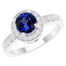 Afbeelding in Gallery-weergave laden, Ronde Ceylon Sapphire Halo Diamond Ring Witgouden Sieraden 1.5 Ct.
