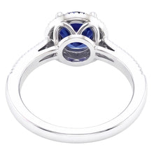 Afbeelding in Gallery-weergave laden, Ronde Ceylon Sapphire Halo Diamond Ring Witgouden Sieraden 1.5 Ct.
