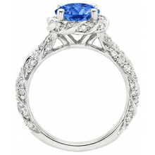 Afbeelding in Gallery-weergave laden, Ronde Ceylon saffier edelsteen Natuurlijke echte diamanten ( niet in een laboratorium gekweekt ) ring wit goud 14K 2.15 ct.
