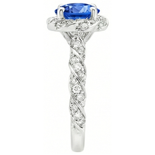 Afbeelding in Gallery-weergave laden, Ronde Ceylon saffier edelsteen Natuurlijke echte diamanten ( niet in een laboratorium gekweekt ) ring wit goud 14K 2.15 ct.
