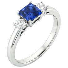 Afbeelding in Gallery-weergave laden, Ronde Diamant &amp; Prinses Blauwe Saffier Jubileumring 1,25 Karaat
