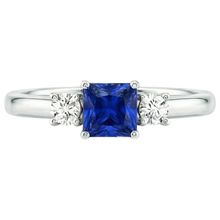 Afbeelding in Gallery-weergave laden, Ronde Diamant &amp; Prinses Blauwe Saffier Jubileumring 1,25 Karaat
