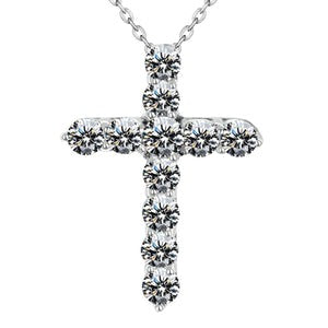 Ronde Diamanten Kruis Echt  Diamanten Hanger met Ketting 5,75 Karaat Witgoud