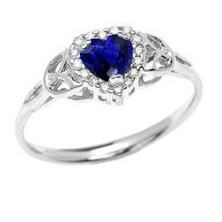 Ronde Diamanten Ring hart Ceylon Saffier Oneindige Stijl