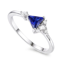 Afbeelding in Gallery-weergave laden, Ronde Diamanten &amp; Biljoen Saffier Ring Edelsteen Sieraden
