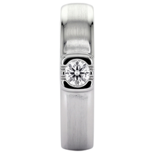 Afbeelding in Gallery-weergave laden, Ronde Echt Diamanten Herenring Met Geborstelde Afwerking 14K 0,50 Karaat Witgoud
