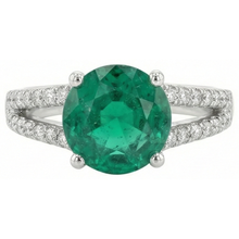 Afbeelding in Gallery-weergave laden, echte round smaragd 3.75karaat ring close-up detail
