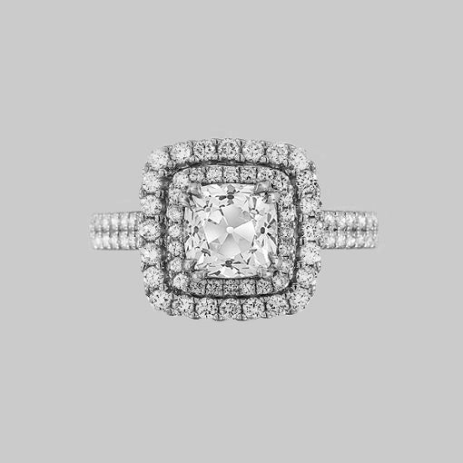 Ronde Halo Kussen Old Mine Cut Echt Diamond Engagement Ring 4,50 karaat