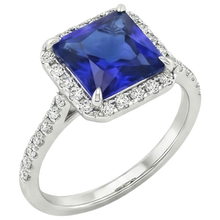 Afbeelding in Gallery-weergave laden, Ronde uit de aarde gewonnen diamanten &amp; blauwe saffieren Verlovingsring met accenten 6 karaat
