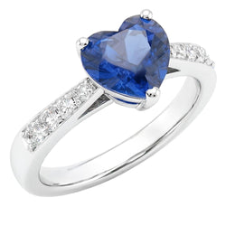 Ronde Natuurlijke echte diamant ( niet in het laboratorium gekweekt )en hart edelsteen ring natuurlijke blauwe saffier 2 karaat