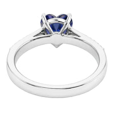 Afbeelding in Gallery-weergave laden, Ronde Natuurlijke echte diamant ( niet in het laboratorium gekweekt )en hart edelsteen ring natuurlijke blauwe saffier 2 karaat
