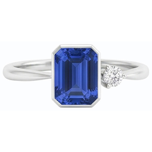 Afbeelding in Gallery-weergave laden, Ronde Natuurlijke echte diamant ( niet in het laboratorium gekweekt )en ring set blauwe saffier ring 1,75 karaat taps toelopende schacht
