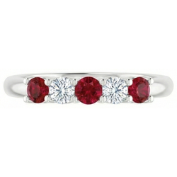 Ronde Natuurlijke echte diamanten ( niet in een laboratorium gekweekt ) Ruby Stone Ring 2 karaat witgoud 14K sieraden