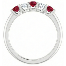 Afbeelding in Gallery-weergave laden, Ronde Natuurlijke echte diamanten ( niet in een laboratorium gekweekt ) Ruby Stone Ring 2 karaat witgoud 14K sieraden
