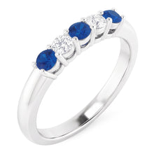 Afbeelding in Gallery-weergave laden, Ronde Natuurlijke echte diamanten ( niet in een laboratorium gekweekt ) ring met blauwe saffiersteen 2 karaat witgoud 14K
