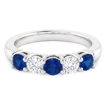 Afbeelding in Gallery-weergave laden, Ronde Natuurlijke echte diamanten ( niet in een laboratorium gekweekt ) ring met blauwe saffiersteen 2 karaat witgoud 14K
