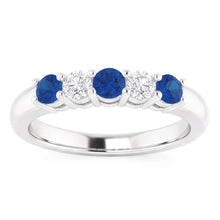 Afbeelding in Gallery-weergave laden, Ronde Natuurlijke echte diamanten ( niet in een laboratorium gekweekt ) ring met blauwe saffiersteen 2 karaat witgoud 14K
