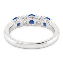 Afbeelding in Gallery-weergave laden, Ronde Natuurlijke echte diamanten ( niet in een laboratorium gekweekt ) ring met blauwe saffiersteen 2 karaat witgoud 14K
