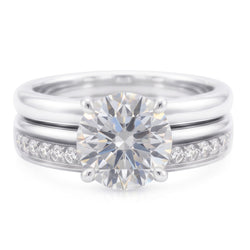 Ronde Natuurlijke uit de aarde gewonnen Diamanten Jubileum Ring Set 3 Karaat Prong Gezet Witgoud 14K