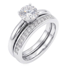 Afbeelding in Gallery-weergave laden, Ronde Natuurlijke uit de aarde gewonnen Diamanten Jubileum Ring Set 3 Karaat Prong Gezet Witgoud 14K
