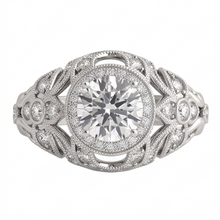 Afbeelding in Gallery-weergave laden, Ronde Natuurlijke uit de aarde gewonnen Diamanten Verlovings- Jubileumring Vintage Stijl 2 Karaat Witgoud 14K
