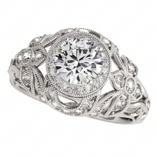 Afbeelding in Gallery-weergave laden, Ronde Natuurlijke uit de aarde gewonnen Diamanten Verlovings- Jubileumring Vintage Stijl 2 Karaat Witgoud 14K
