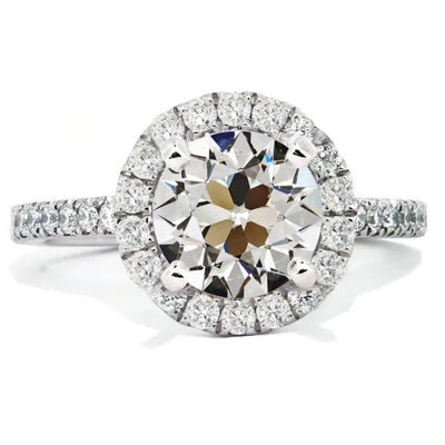 Ronde Old Cut Echt Diamond Halo Anniversary Ring Pave Set 7 karaat