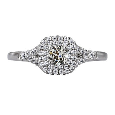 Ronde Oude Echt Geslepen Diamanten Halo Ring 3 Karaat sieraden Split Shank