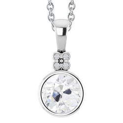 Ronde Oude Geslepen Bezel set Echt Diamanten Hanger met Ketting 3 Karaats Goud 14K