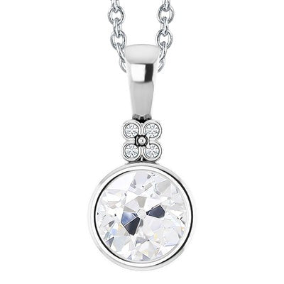 Ronde Oude Geslepen Bezel set Echt Diamanten Hanger met Ketting 3 Karaats Goud 14K