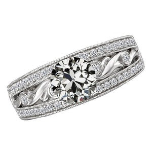 Ronde Oude Geslepen Echt Diamanten ring Milgrain Vintage stijl Sieraden 4,50 Karaat