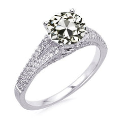 Ronde Old Mine Cut Natuurlijke uit de aarde gewonnen Diamanten Jubileumring Witgoud 4.50 Karaat