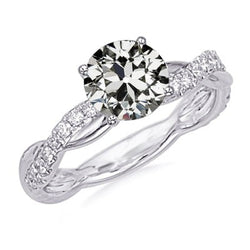 Ronde Oud Mijn Slijpvorm Natuurlijke uit de aarde gewonnen Diamanten Ring Pavé Gedraaide Band 3.50 Karaat Sieraden