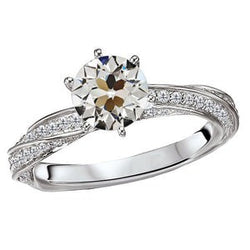 Ronde Oude Mijnwerker Echte Natuurlijke uit de aarde gewonnen Diamanten Ring 6-Klauw Gedraaide Schacht 4.50 Karaat