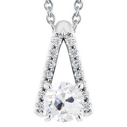 Ronde Oude Mijnwerker Natuurlijke uit de aarde gewonnen Diamanten Hanger met Ketting Schuifketting 4 Karaat