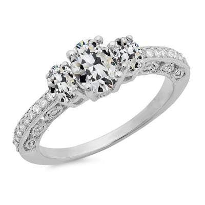 Ronde & Ovale Oude Mijn Geslepen Echt Diamanten ring Antieke stijl 8,50 Karaat