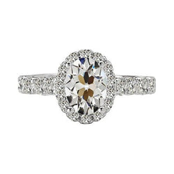 Ronde & Ovale oud Geslepen Echt Diamanten Halo Ring 4.55 Karaat