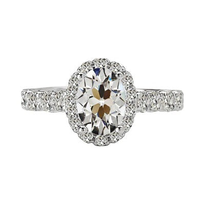 Ronde & Ovale oud Geslepen Echt Diamanten Halo Ring 4.55 Karaat