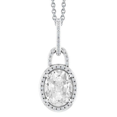 Ronde & Ovale oud Geslepen Halo Echt Diamanten Hanger met Ketting 4,50 Karaat