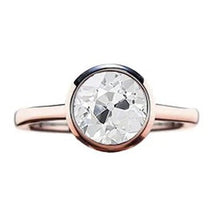 Afbeelding in Gallery-weergave laden, Ronde Solitaire Ring Old Mine Cut Echt Diamond Bezel Set 1 Karaat Goud 14K
