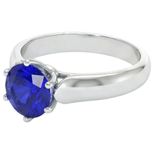Afbeelding in Gallery-weergave laden, echte round saffier 2karaat ring close-up detail
