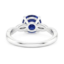 Afbeelding in Gallery-weergave laden, Ronde Solitaire Sapphire Ring Infinity Style Shank Goud 14K 2 Karaat
