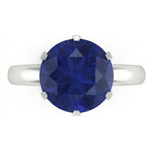 Afbeelding in Gallery-weergave laden, echte round saffier 3karaat ring close-up detail

