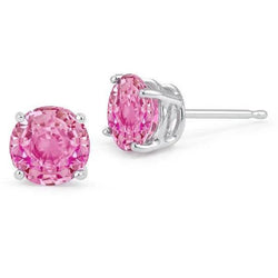 Ronde Solitaire roze saffier Stud gouden oorbel dame sieraden 3 ct.