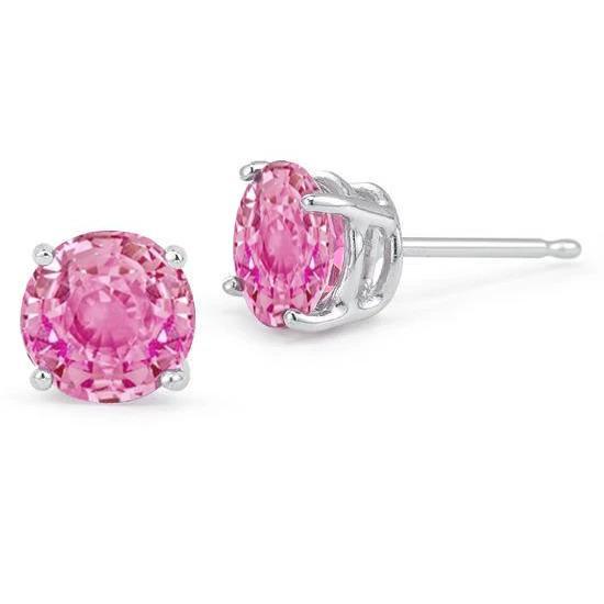 Ronde Solitaire roze saffier Stud gouden oorbel dame sieraden 3 ct. - harrychadent.nl