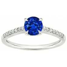 Afbeelding in Gallery-weergave laden, Ronde Sri Lanka Saffier Ring Diamanten Sieraden Wit Goud 14K
