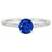 Afbeelding in Gallery-weergave laden, Ronde Sri Lanka Saffier Ring Diamanten Sieraden Wit Goud 14K
