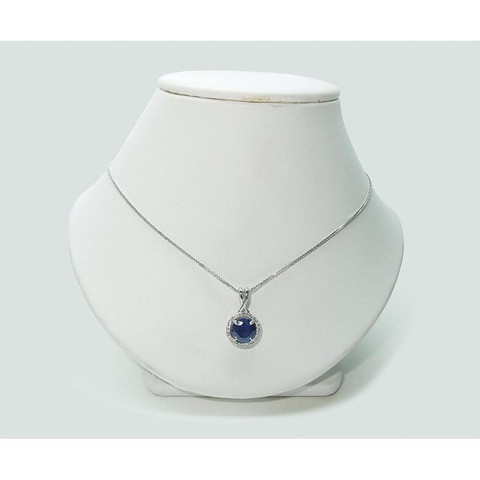 Ronde Sri Lanka Sapphire Diamond Vrouwen Ketting Hanger 2.20 Ct. - harrychadent.nl
